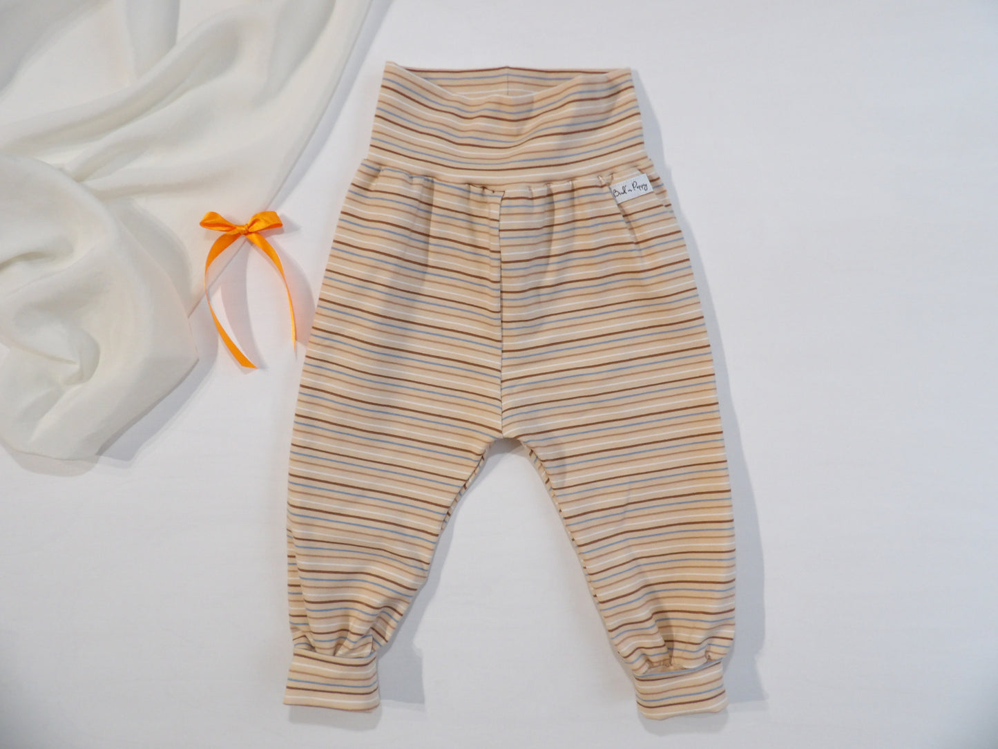 Växa-byxa Peach Stripe Pants- storlek 74 & 80 (ca 6-9 mån & 9-12 mån)