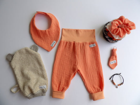 Storlek 56, Lovely Orange - Handgjort babyset, OEKO-TEX®-certifierade tyger