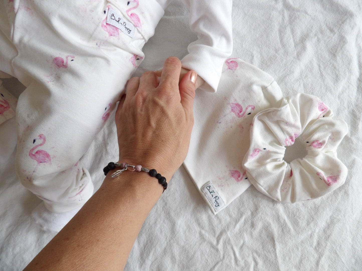 Storlek 56, Flamingo Days - Handgjort babyset, OEKO-TEX®-certifierade tyger