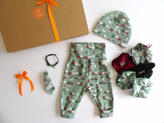 Storlek 56, Train Time - Handgjort babyset, OEKO-TEX®-certifierade tyger