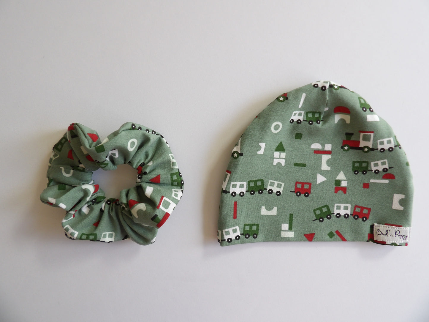 Storlek 56, Train Time - Handgjort babyset, OEKO-TEX®-certifierade tyger