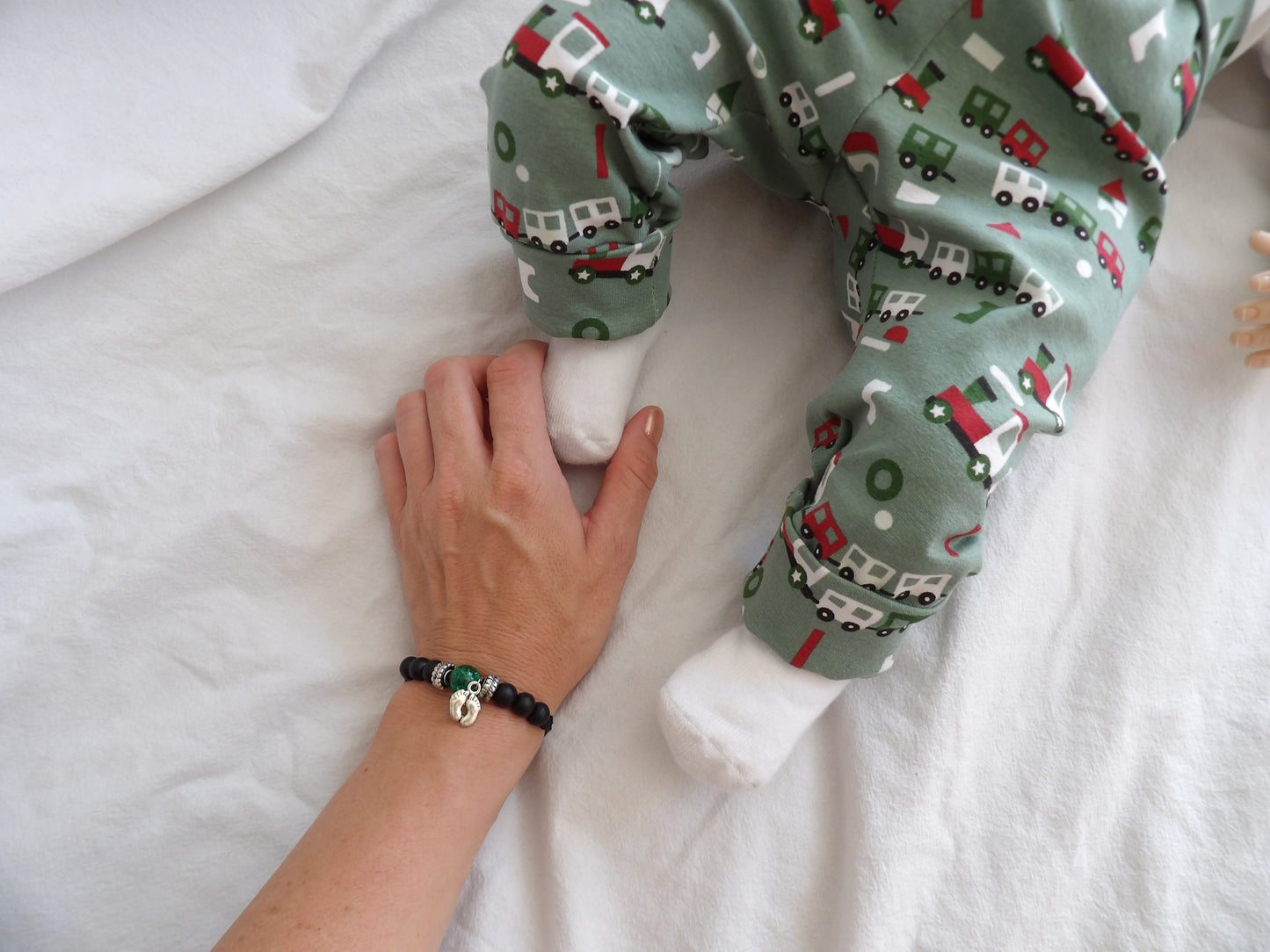 Storlek 56, Train Time - Handgjort babyset, OEKO-TEX®-certifierade tyger