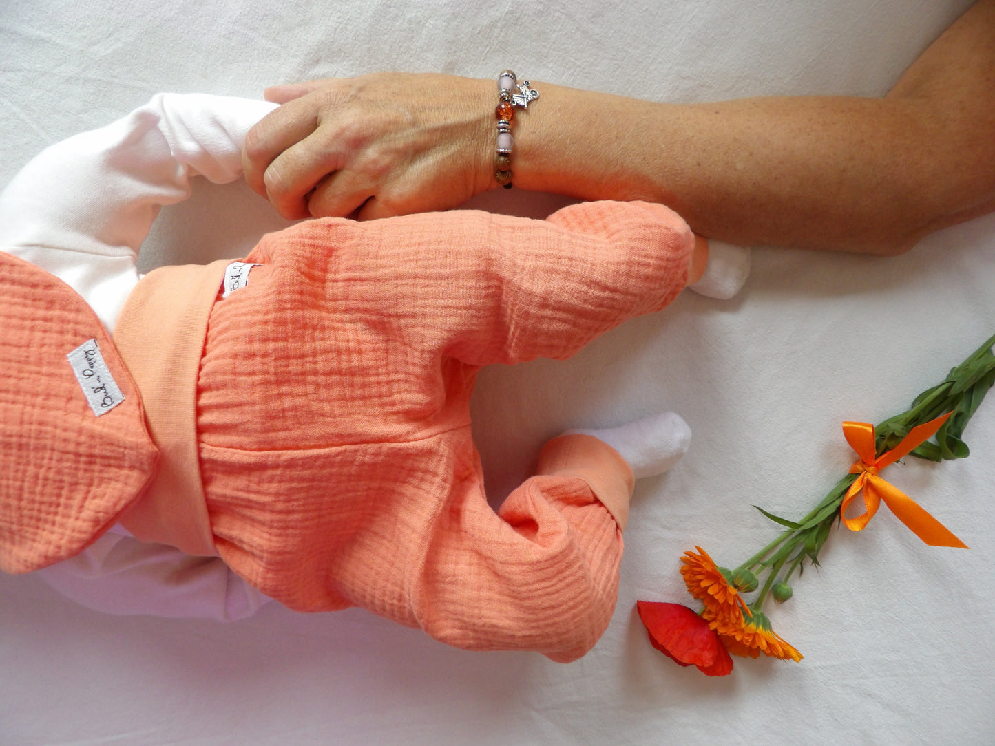 Storlek 62, Today I Wear Orange - Handgjort babyset, OEKO-TEX®-certifierade tyger