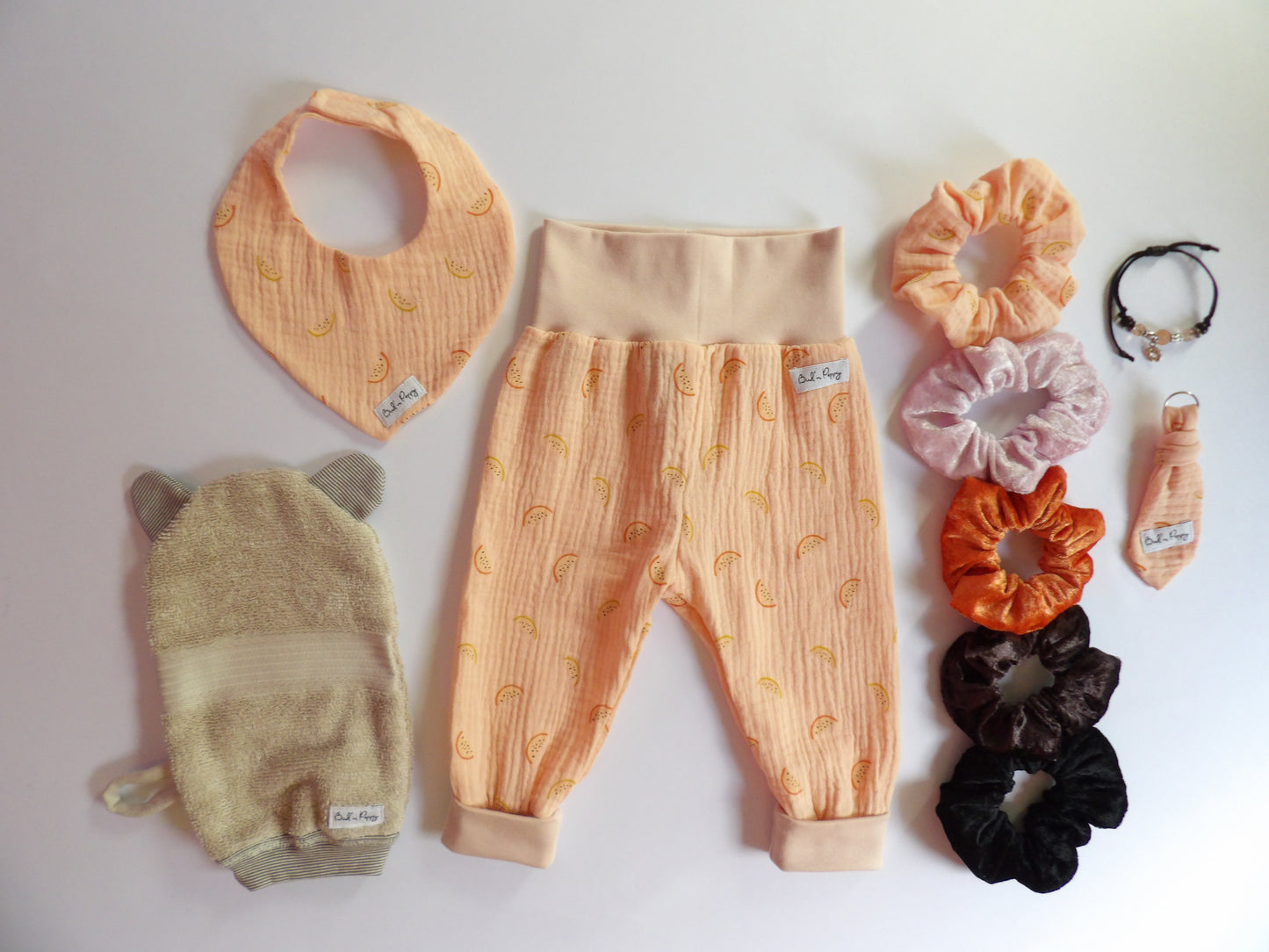 Storlek 68, Peach Melon - Handgjort babyset, OEKO-TEX®-certifierade tyger