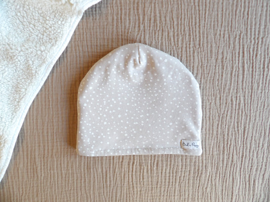 Fodrad barnmössa i merinoull, Winter Dots, storlek 48/50 & 50/52 - Bud´s Wardrobe