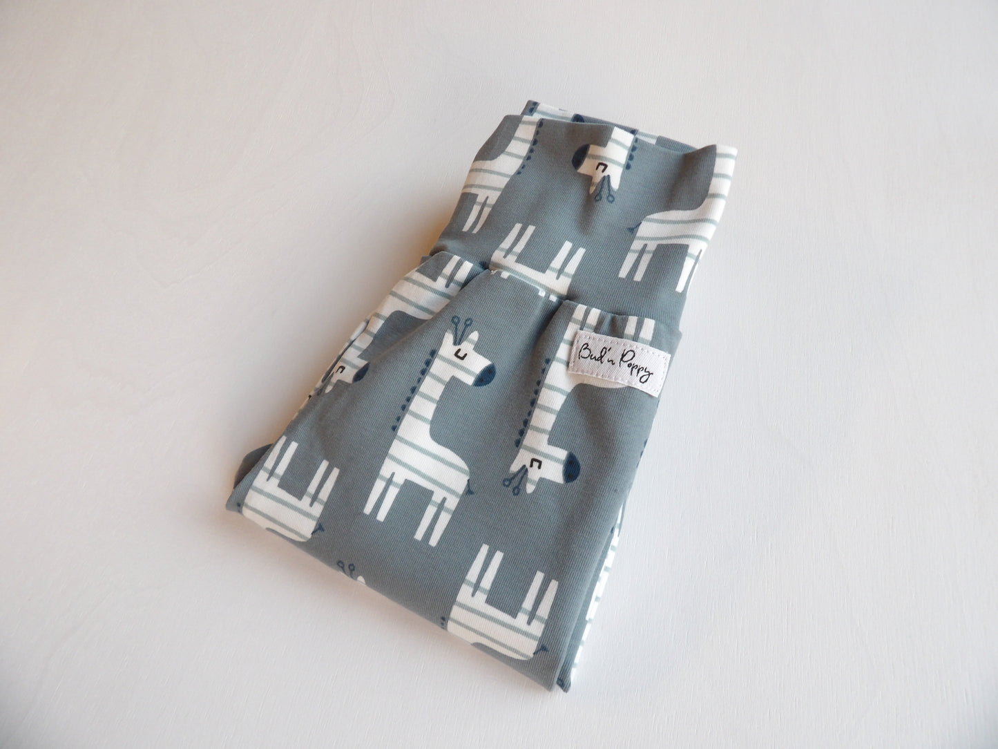 Grow-with-me pants Cute Giraffe Grey - size 62 & 68 (approx. 2-4 & 4-6 months)
