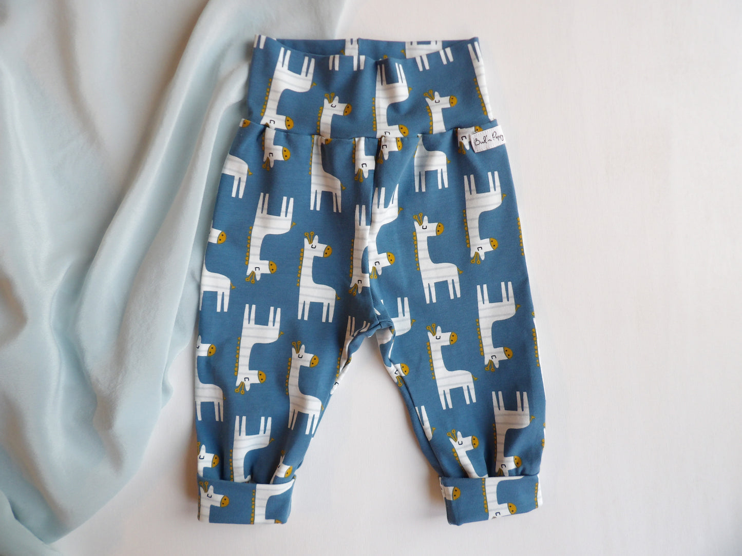 Grow-with-me pants Cute Giraffe  Blue - size 68(approx. 4-6 months)