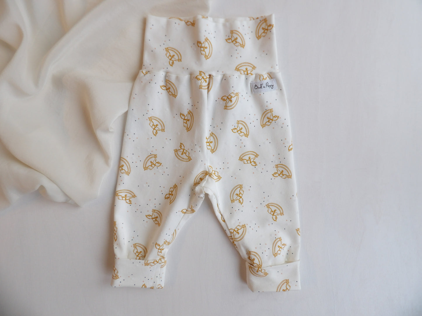 Grow-with-me pants Golden Playtime - size 56 & 62 (approx. 1-2 & 2-4 months)