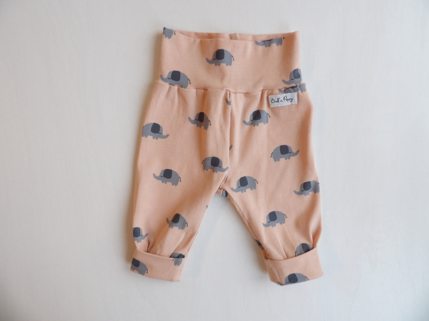 Grow-with-me pants Cute Elephant Pants - size 50 (approx. 0-1 months)