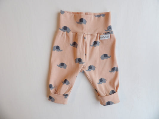 Grow-with-me pants Cute Elephant Pants - size 50 (approx. 0-1 months)