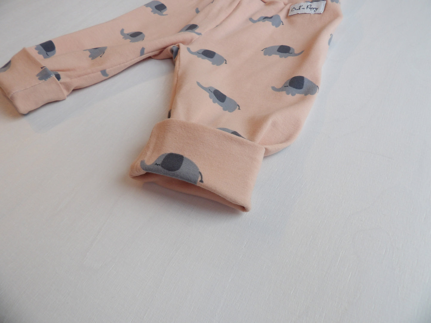 Grow-with-me pants Cute Elephant Pants - size 50 (approx. 0-1 months)