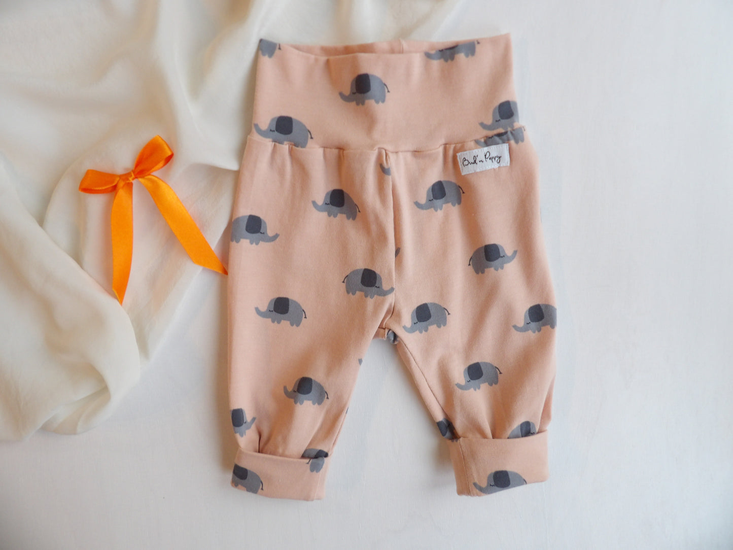 Grow-with-me pants Cute Elephant Pants - size 50 (approx. 0-1 months)
