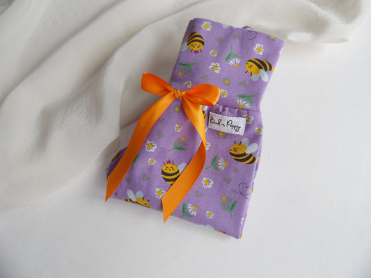 Grow-with-me pants Lavender Bee - size 56 (approx. 1-2 months)