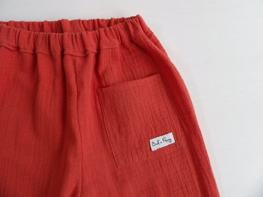 Elastic pants in Muslin Orange Dusk - sixe 86