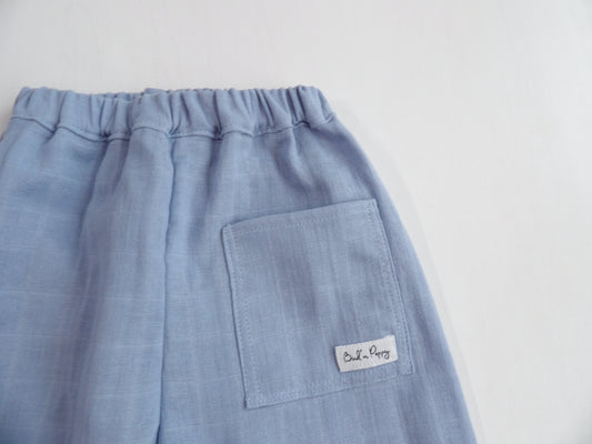 Elastic pants in Muslin Soft Sky - size 86