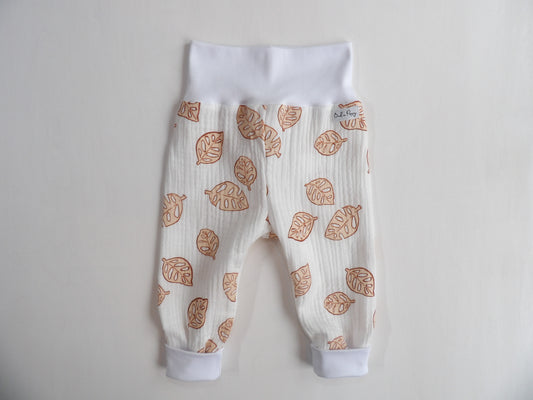 Grow-with-me pants in Muslin Terracotta Leaves - size 68