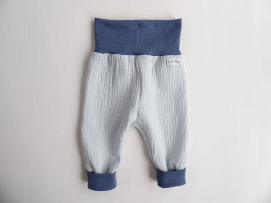 Grow-with-me pants in Muslin Ocean Breeze - size 56