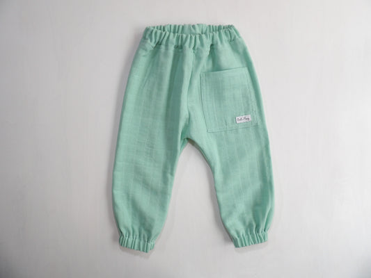Elastic pants in Muslin Soft Mint - size 86