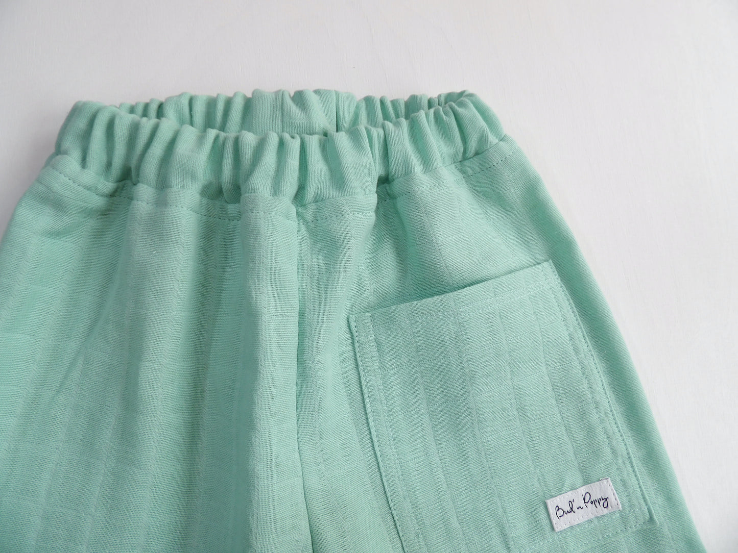Resårbyxa i Muslin Soft Mint - storlek 86
