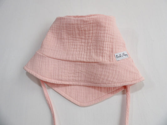 Solhatt i Muslin Petal Pink - storlek 44/46 (ca 4-9 mån)