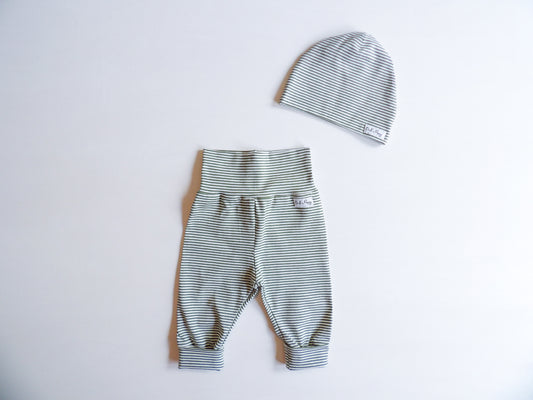 Newborn Set Tiny Stripes Moss Green - storlek 56