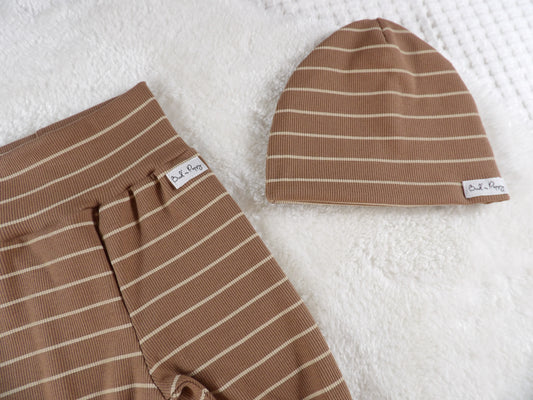 Newborn Set – Cocoa Stripe | Växa-byxa & mössa